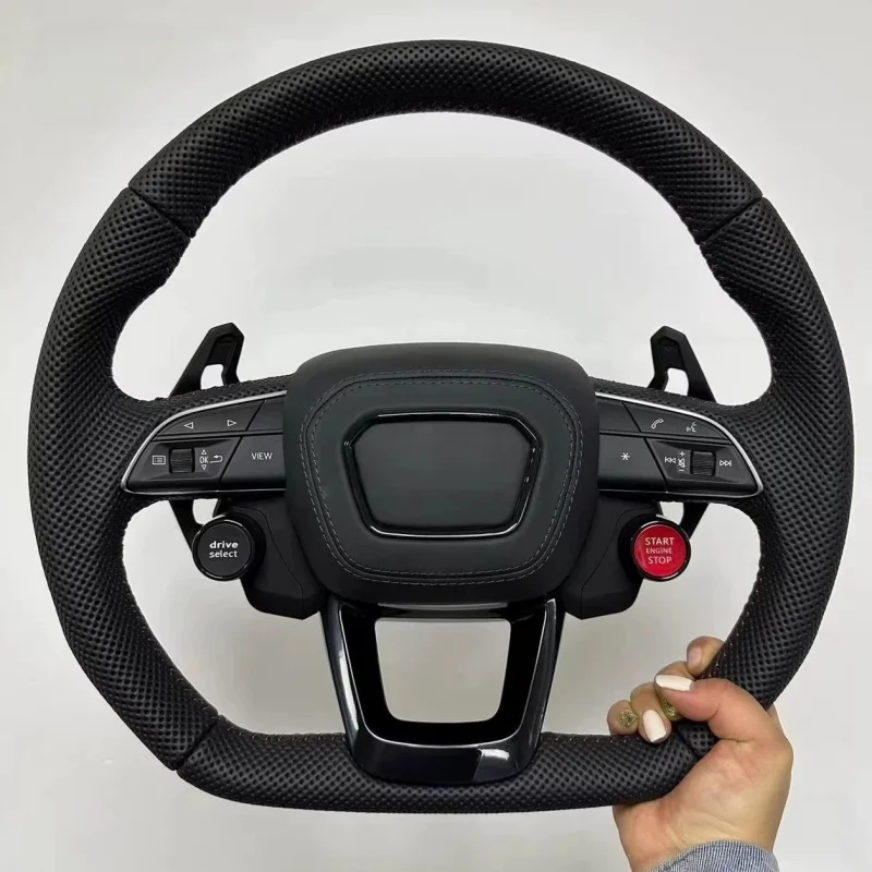 D-shaped Leather Perforated Steering Wheel For Audi A6 A7 A8L Modified C8Sports Steering wheel Steering Wheel Campaign Assembly