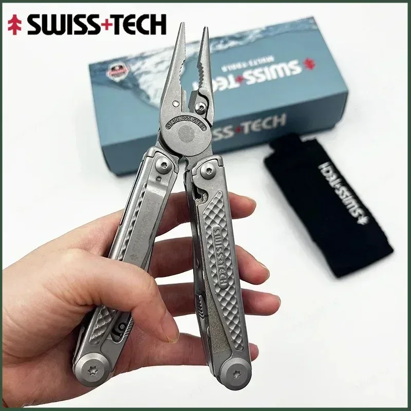 SWISS TECH 18 In 1 Multitool Folding Pliers Multi-functional Combination Tool Knife Scissors EDC Outdoor Equipment