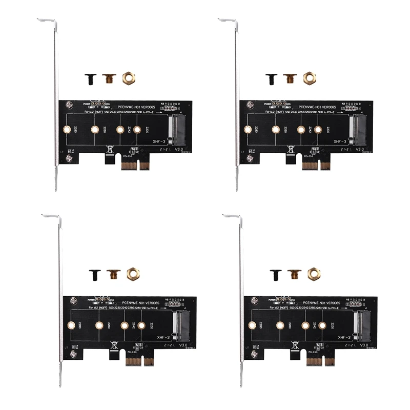 4X Add On Cards PCIE To M2 Adapter PCI Express 3.0 X1 To NVME SSD M2 PCIE Raiser Adapter Support 2230 2242 M.2 SSD