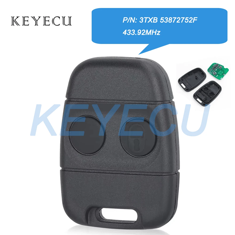 Keyecu For Land Rover Defender Discovery Freelander MG For Nissan 200SX Micra Remote Car Key Fob 433.92MHz P/N: 3TXB 53872752F