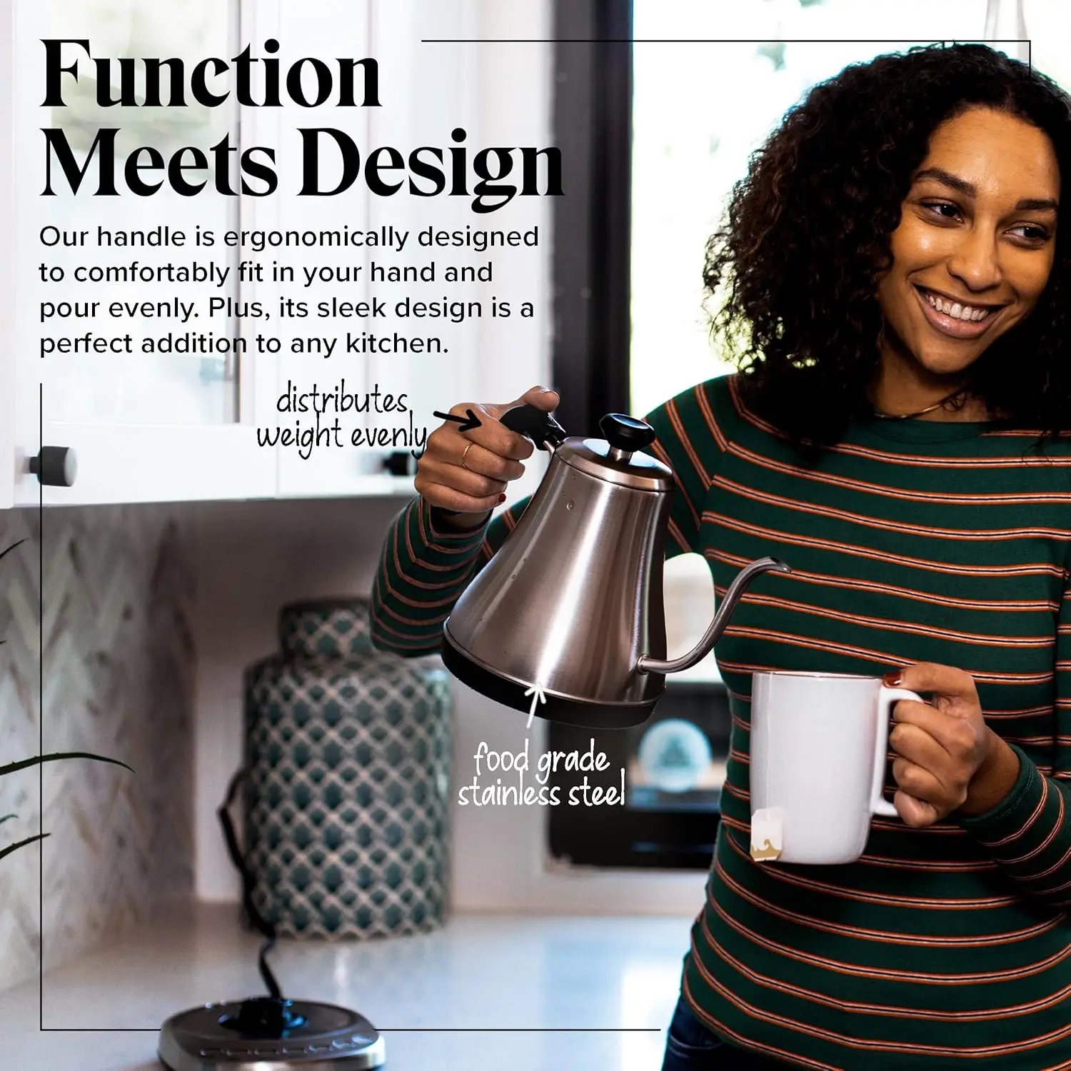 0.8L Stainless Steel Gooseneck Kettle with Temperature Control for Tea and Coffee, Keep Warm Feature