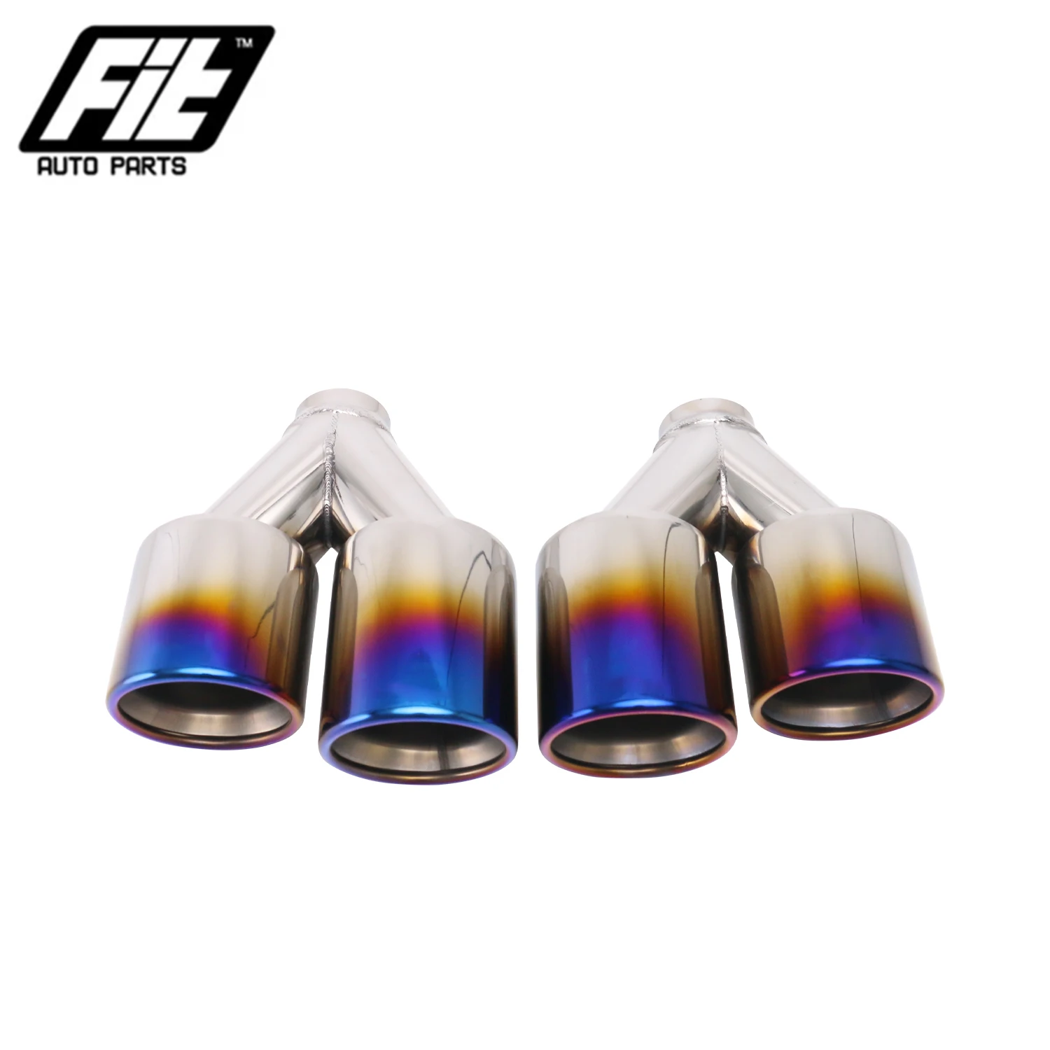 

1 PCS Stainless Steel Exhaust End Tip universal Car 51mm inlet 89mm outlet Dual Muffler Tail Pipe