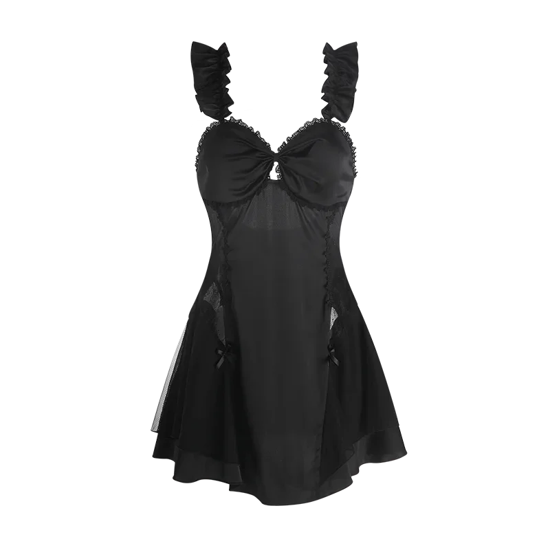 REBEYULI Brand Satin Nightgown and Robe Set for Women Sexy Fashion Bow Shape Bra with Cheat Pad Backless Nightgown and Robe Set