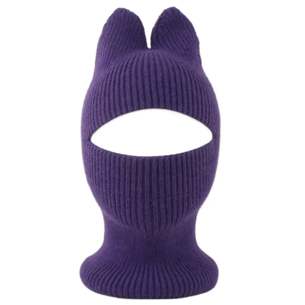 

Милая вязаная шапка с защитой ушей, вязаная крючком мягкая шерстяная шапка-балаклава, теплая цельная детская шапка, осень-зима