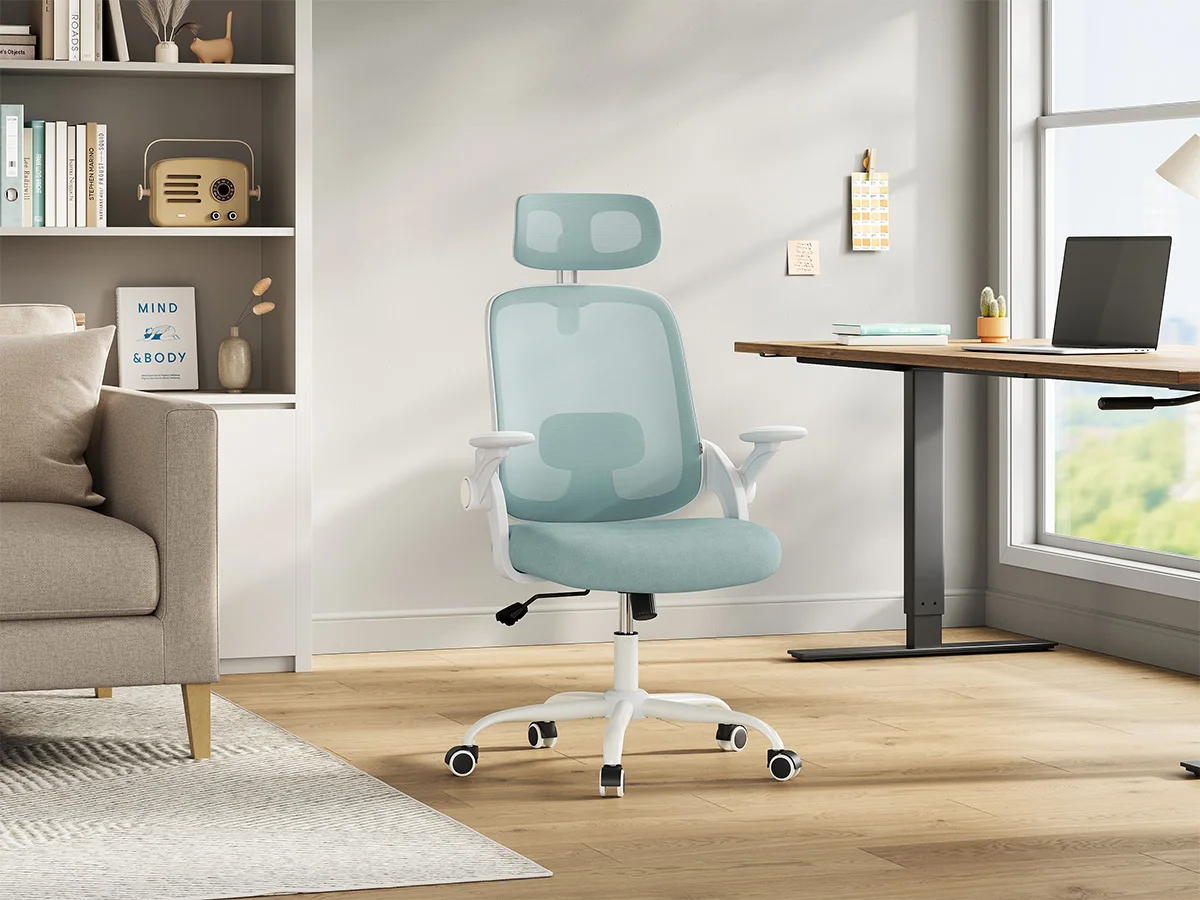 WOLTU Ergonomischer Bürostuhl aus Netzstoff, anhebbarer Gaming-Stuhl, drehbarer Computerstuhl mit Kopfstütze, verstellbare Lendenwirbelstütze, hohe Rückenlehne – Detail 23