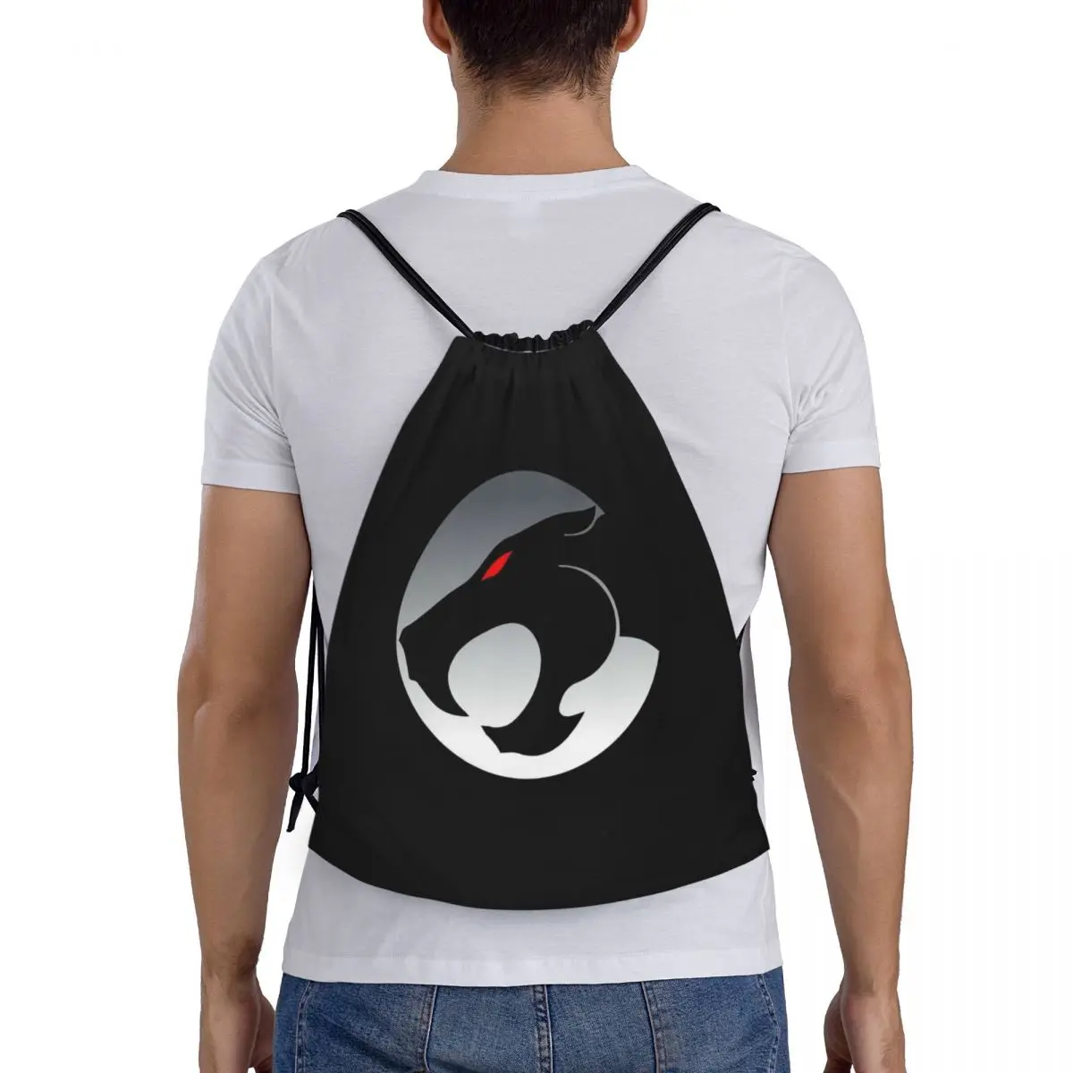 Ransel tali serut Logo Anime Thundercats kustom tas Gym olahraga untuk pria wanita tas belanja