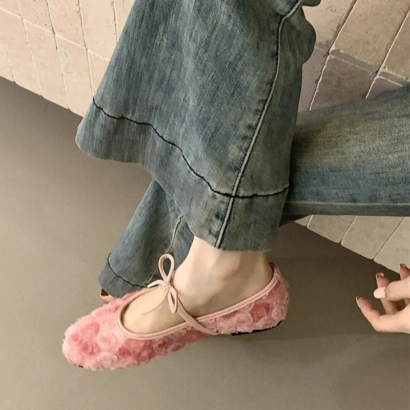 Gentle New Chinese Rose Mesh Mary Jane Shoes 2026 Spring and Summer New Bow Soft Sole Shoes view 5