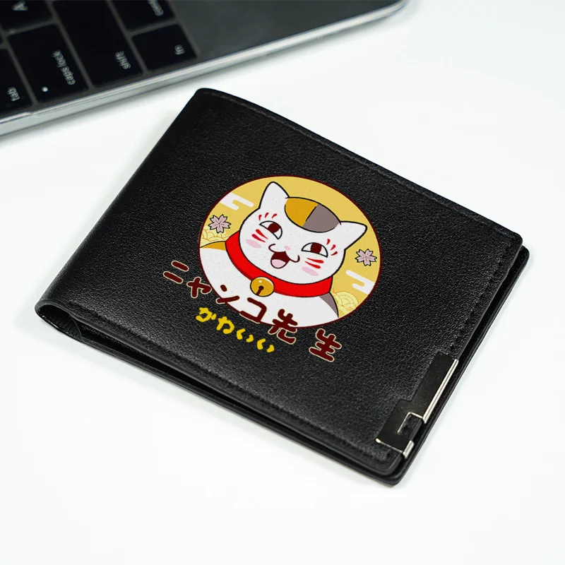 니앙코 선생님 마네키 네코 PU 지갑 미니멀리스트 비즈니스 디자인 가볍고 내구성이 뛰어난 일상 사용 패셔너블한 남성용 컴팩트 지갑