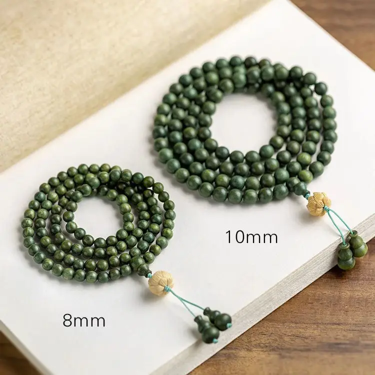 Authentic Green Sandalwood Bracelet 108 Pcs 6 8mm Lucky Buddha Beads HandString 6 8mm Men and Women Lovers Rosary Multi-circle