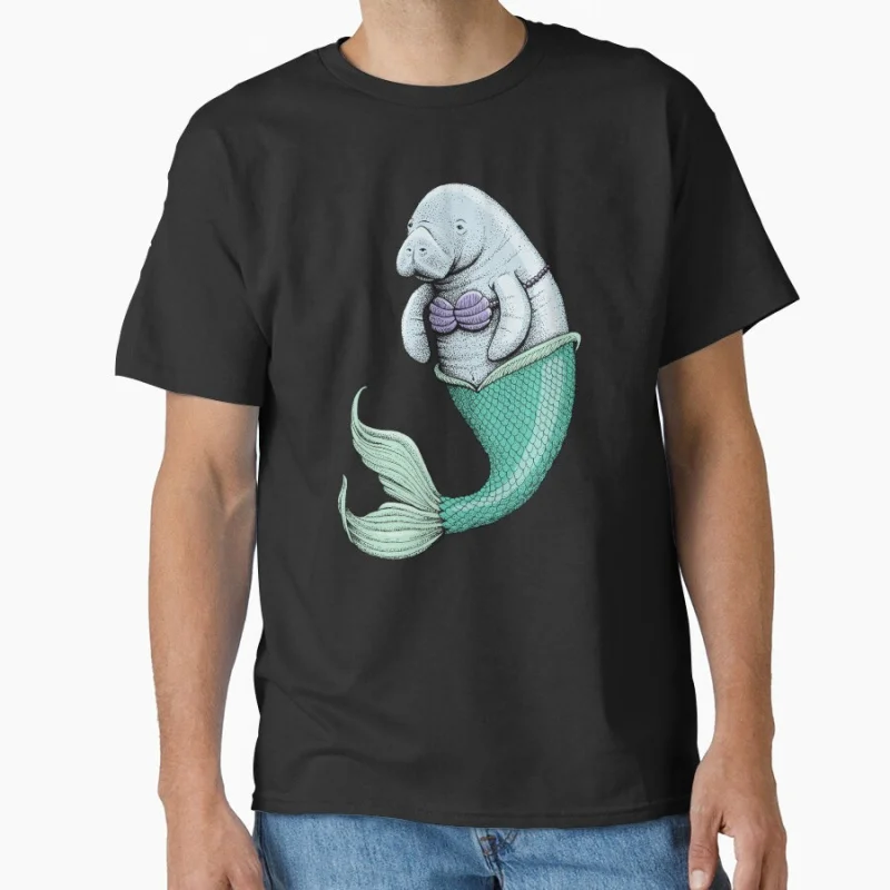 

Funny Manatee Mermaid the little mermaid Ahhh Time to Relax Summer humor gift T shirt for men Large size Tops S-6XL clothing