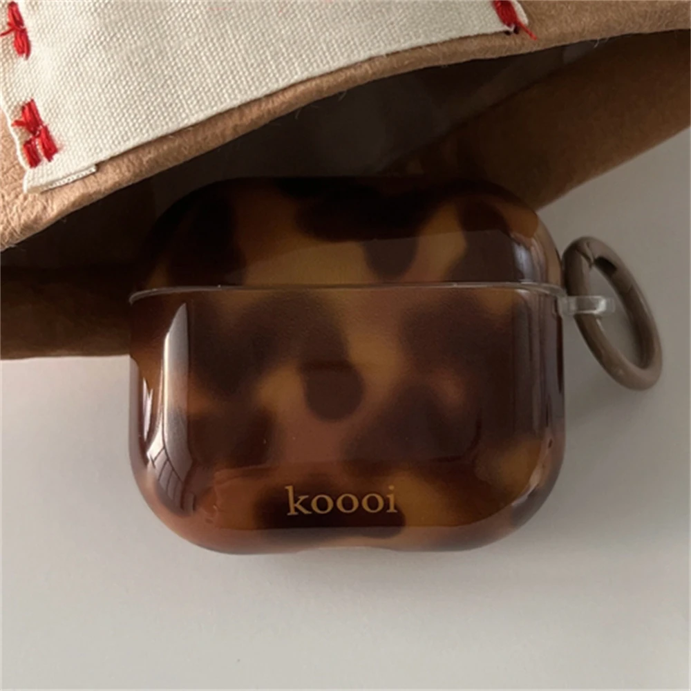 Capa de Fone de Ouvido Kawaii 3D bonito com chaveiro, padrão âmbar, escudo protetor, estojo macio para Airpods 1, 2, 3, Airpods Pro 2, luxo