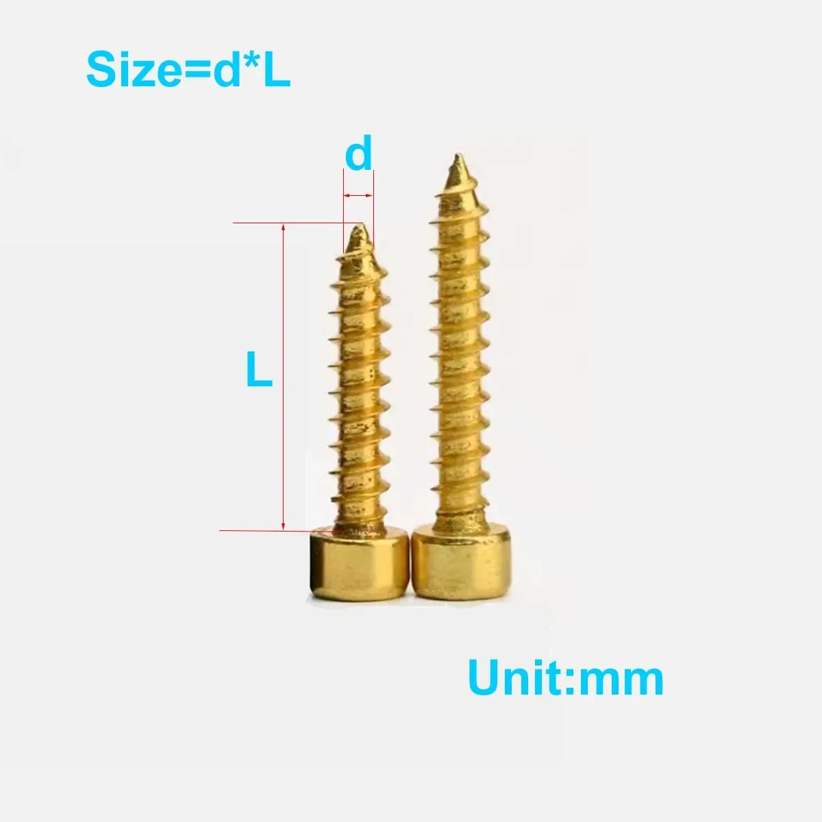 Special screws for fixing audio speakers and speakers, grade 8.8 with hard gold hexagonal self tapping screws