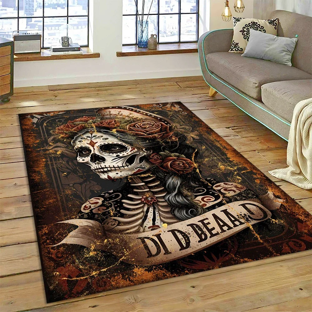 Horror Skull Girl Dead Gothic Undead Female Carpet Rug for Home Living Room Bedroom Sofa Doormat Decor,Kid Area Rug Non-slip Mat