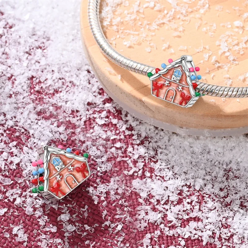 

925 Sterling Silver Sugar Snow House Charms Beads For Women Fit Original Bracelet DIY Birthday Party Jewelry Gifts
