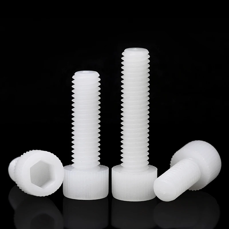 10/ 50pcs Plastic Nylon Socket Cap Screws White Hex Head Allen Bolts Screw M3 M4 M5 M6 M8