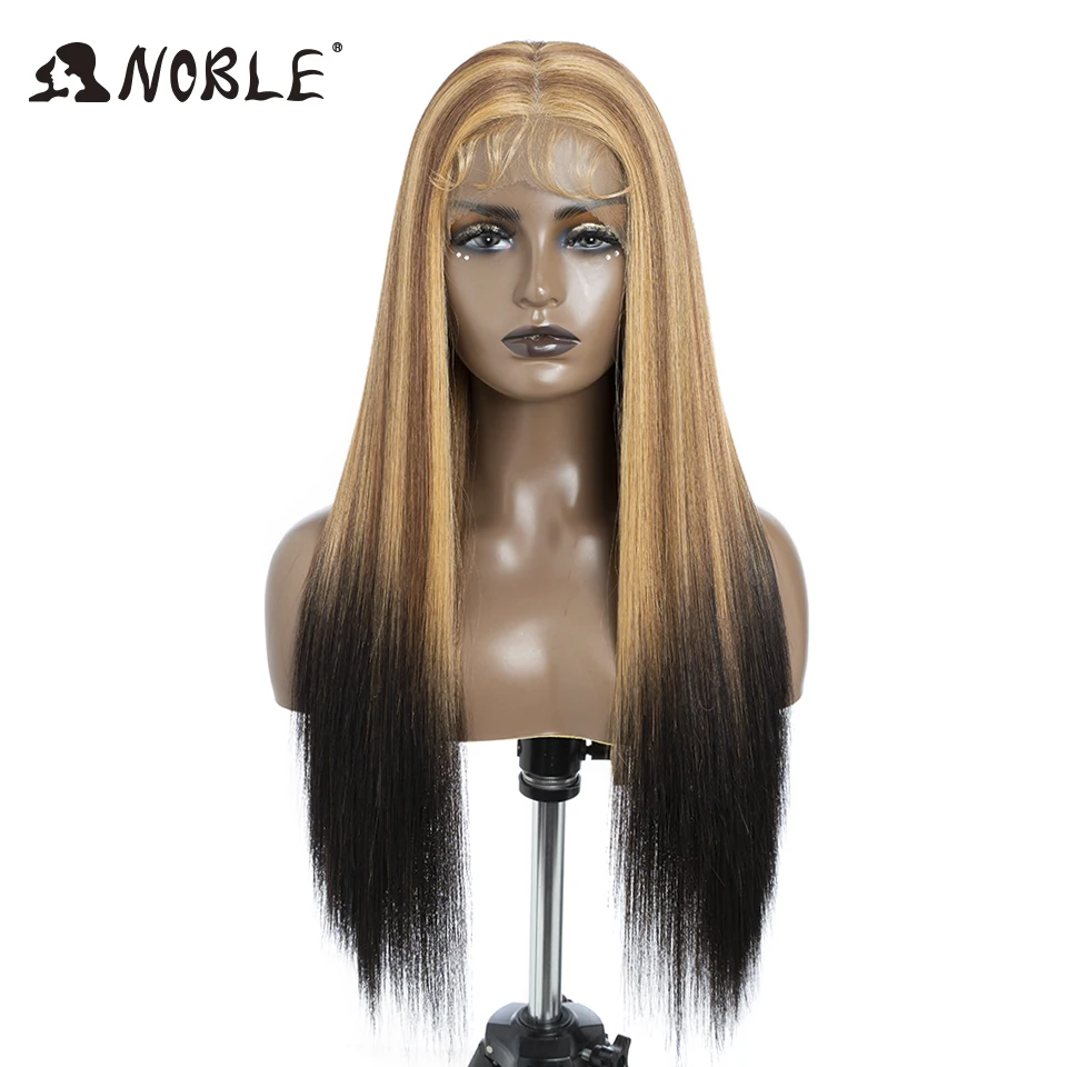 Noble Cosplay Synthetic Lace Front Wig 30Inch 13X7 Straight lace Wig Blonde Ombre Glueless Wigs For Women  Lace Wig synthetic