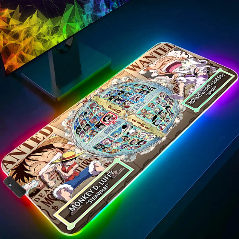 

RGB Mouse Pad one piece luffy Large Gamer xxl Desk mat Computer keyboard LED gaming accessories carpet Backlight Anime mousepad