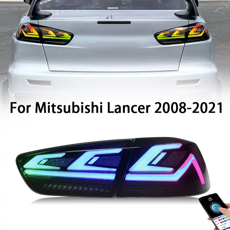 

Светодиодные задние фонари RGB для Mitsubishi Lancer EVO X 2008-2021, анимация Start UP, DRL, последовательный сигнал, задний фонарь в сборе