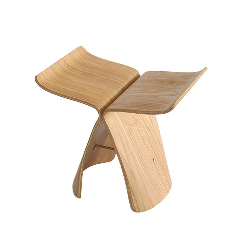 

Nordic modern simple butterfly stool creative home personality simple curved wood low stool coffee table solid wood
