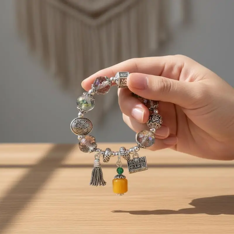 Retro Ethnic Style Lucky Safety Bracelet Pray For Blessings HandString Jewelry For Women Men Girlfriend Bijoux Pulseras Jewelry