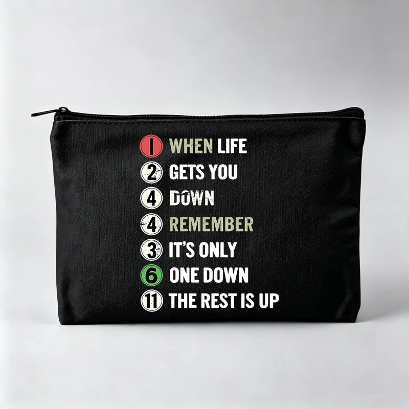 Women's Number Sequence Letter Print Makeup Bag, Typography Graphic Cosmetic Pouch for Daily Use