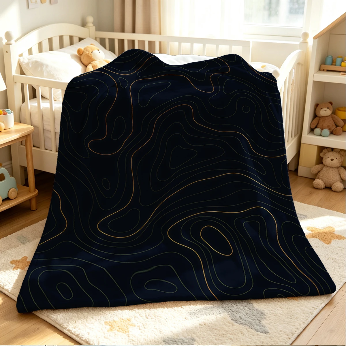 Gold Contour Flannel Blanket Warm Soft Halloween Christmas Couch Warm Cozy Decorative Decor Gift for All Season