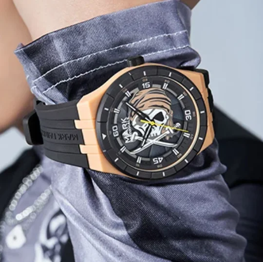 

Мужские кварцевые часы Mark Fairwhale, 44 мм, наручные часы, светящийся полирезиновый корпус, силиконовый ремешок