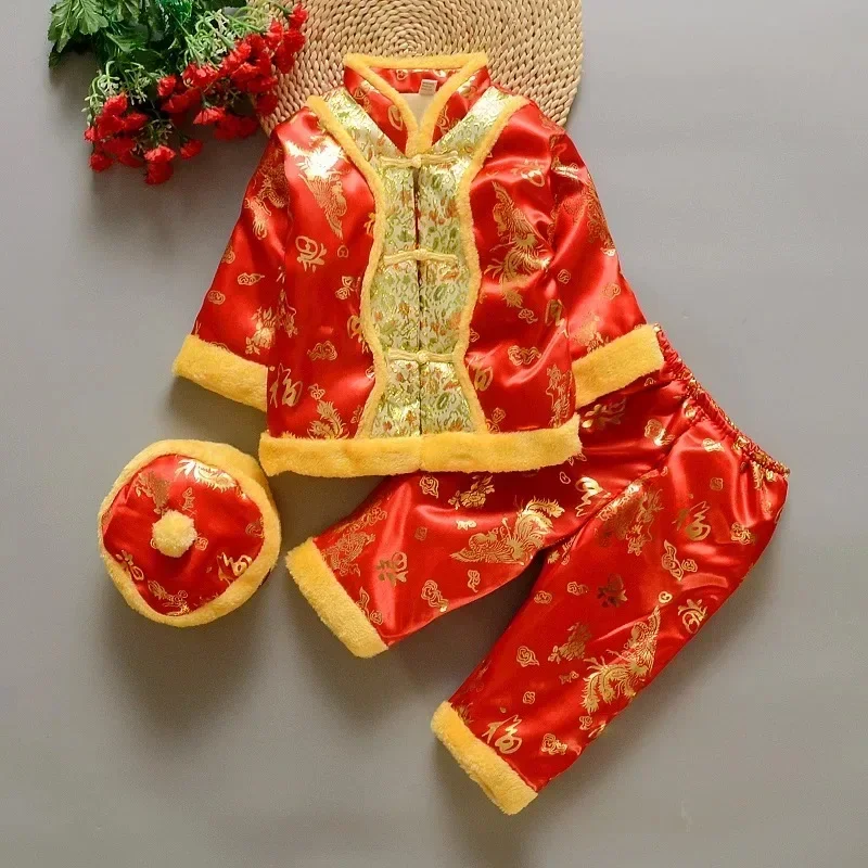 Tang Chinesisches Traditionelles Kostüm Für Neugeborene Baby Jungen Mädchen Stickerei Winter Rot Neujahr Geburtstagsgeschenk Weihnachten Longslee MN8