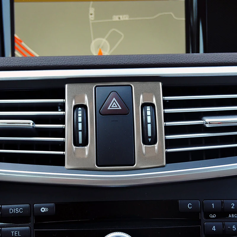 وحدة التحكم في الهواء مركز تحذير ضوء الإطار ، الفولاذ المقاوم للصدأ الديكور تقليم ، اكسسوارات السيارات ، مرسيدس بنز E الفئة W212 2010-2011