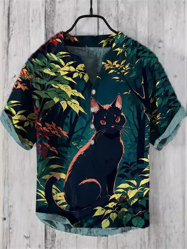 

Printed Stand up Collar ort Sve irt Floral Design Casual Loose Fit Men's irt All Seasons Versatile Chinese Production