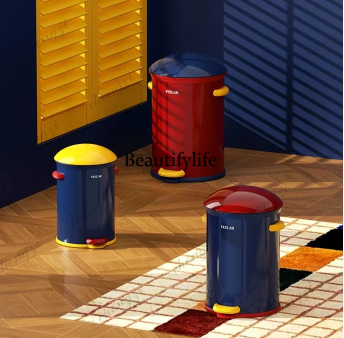 Living room trash can household dopamine wind high value 2026 new foot pedal with cover