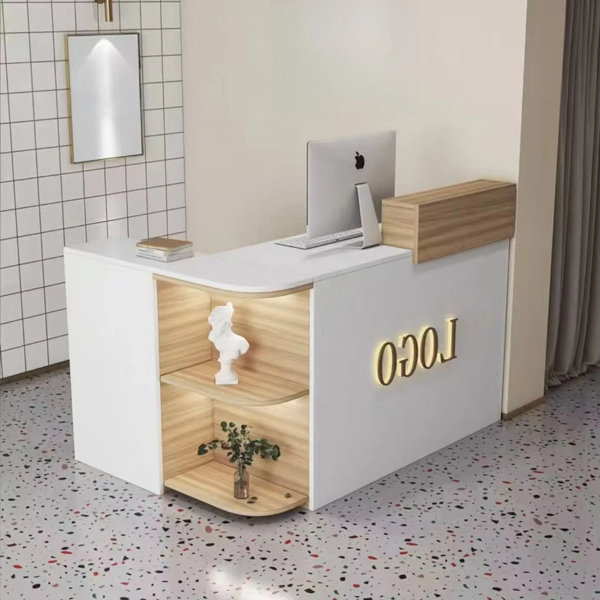bmLatest Designed Checkout Counter Fashionable and Minimalist Reception Small Reception Desk Comfortable Office Custom logo&