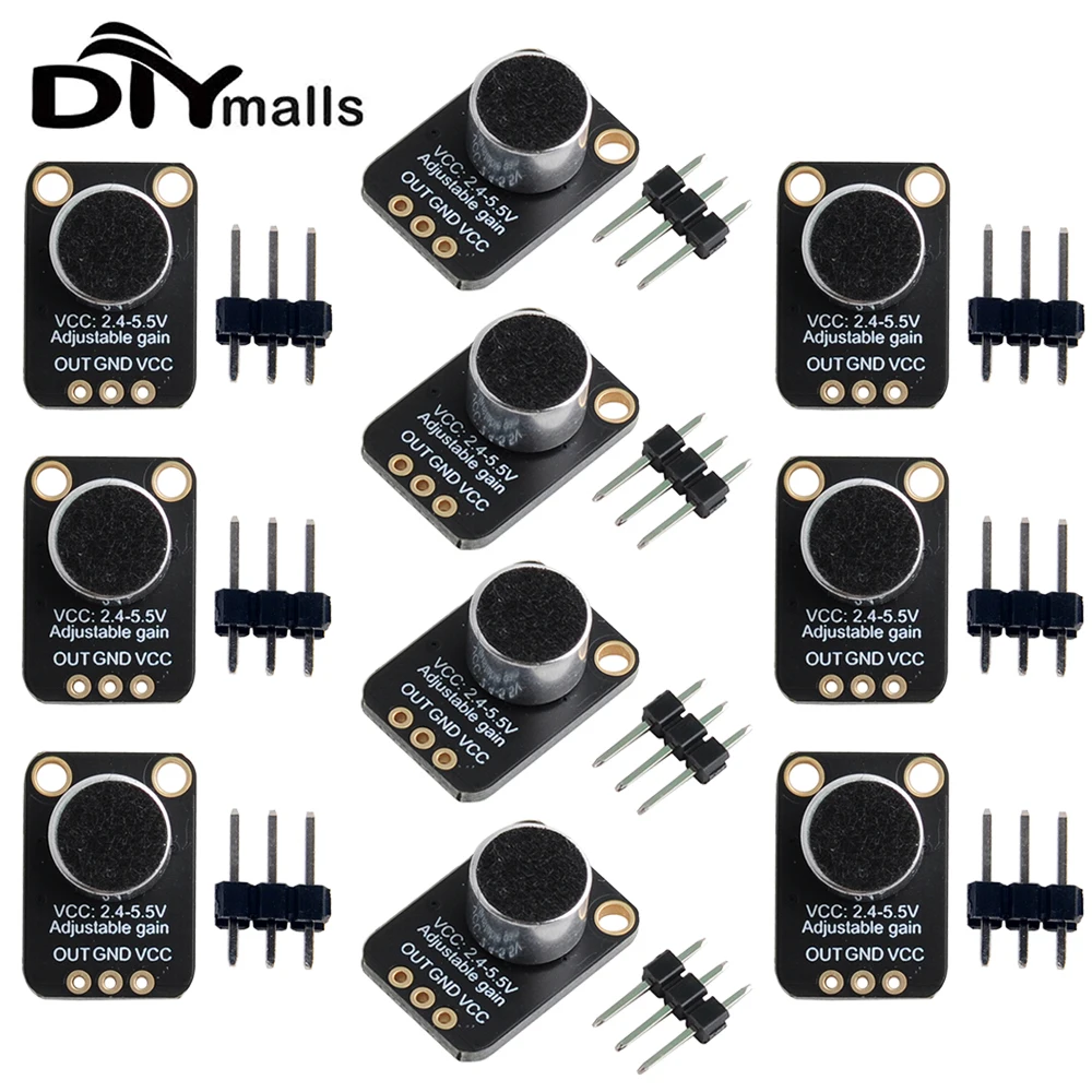 

5/10PCS Electret Microphone Amplifier GY-MAX4466 Module MAX4466 with Adjustable Gain For Arduino