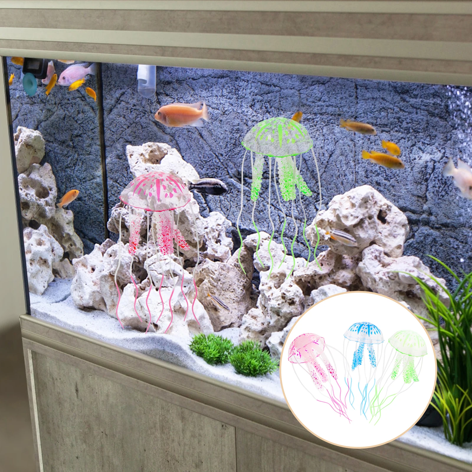 

3pcs Realistic Jellyfish Fish Tank Decoration Aquarium Ornament Simulated Sea Creature Delicate Marine Ocean Theme Decor