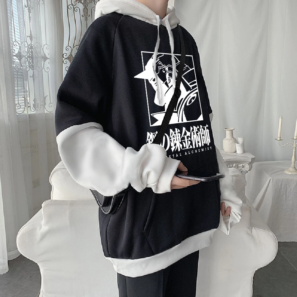 Anime Fullmetal Alchemist Alphonse Elric Graphic Print Hooded Men Women Manga Hoodies Loose Casual Sweatshirt Harajuku Pullover