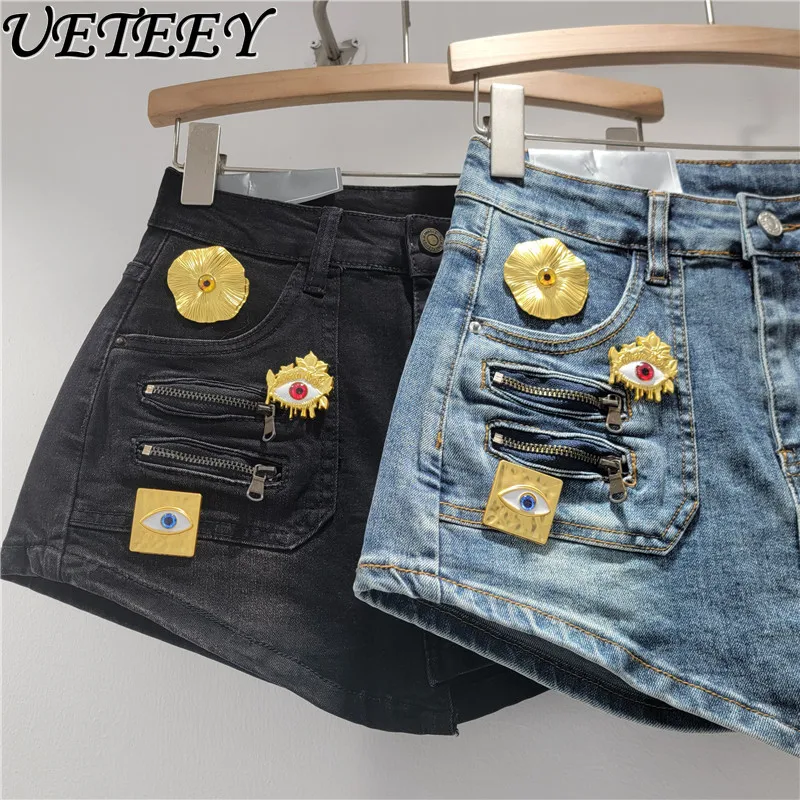 

Новинка лета 2026: Универсальные джинсовые шорты-юбка А-силуэта для женщин, уличный стиль, с прочными металлическими пряжками, короткие юбки-шорты для девушек