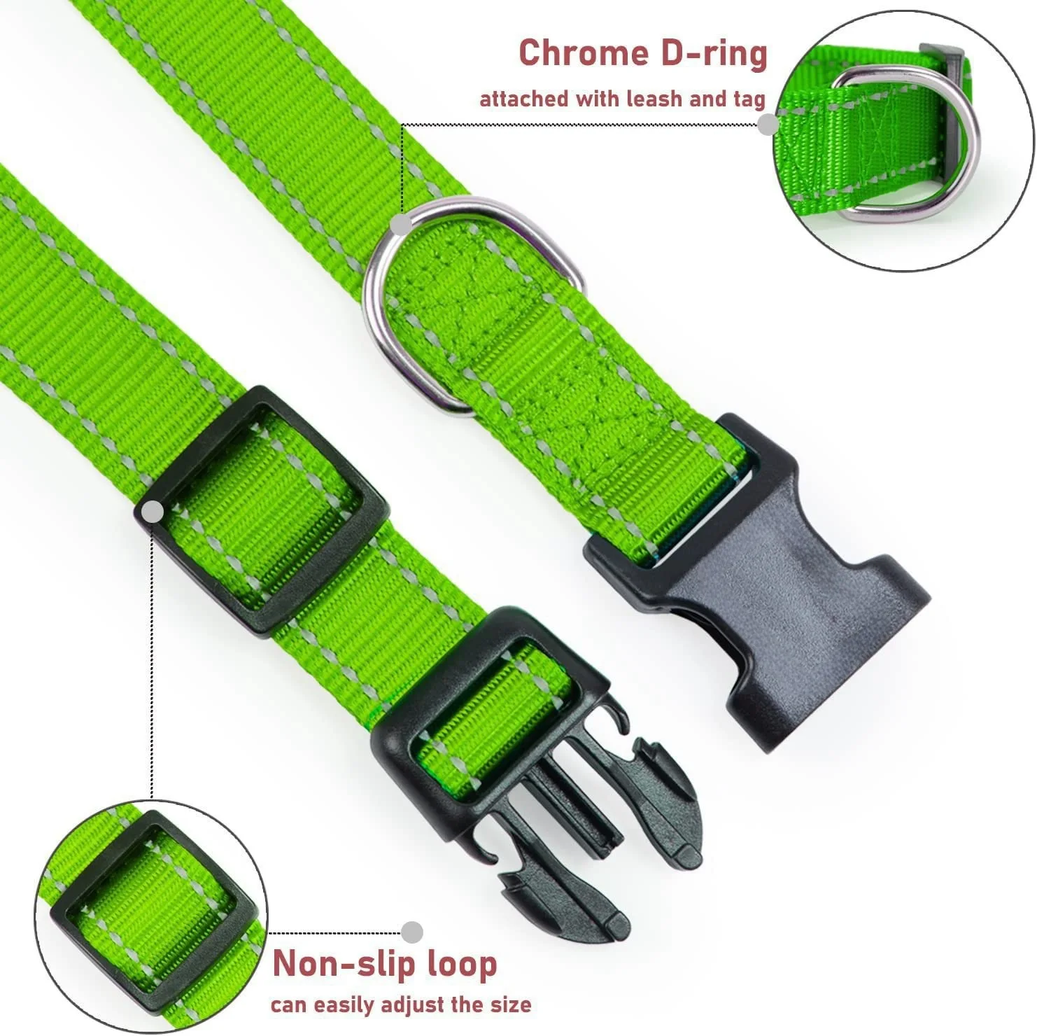 Reflektierendes Nylon-Hundehalsband mit Verstellbarem Schnellverschluss in Verschiedenen Farben für Tägliche Spaziergänge und Anti-Verlust-Schutz – Detail 6