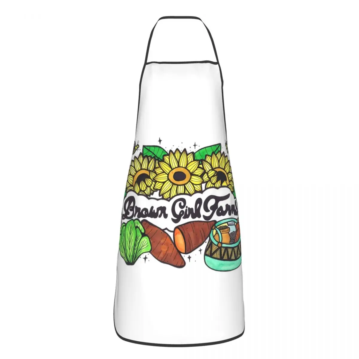 Brown Girl Farms Logo Aprons Chef Cooking Baking Tablier Sleeveless Bib Kitchen Cleaning Pinafore for Women Men Gardening