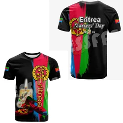 Nome personalizado Eritreia África Bandeira do País Tribe Retro Tattoo Harajuku 3DPrint Verão Vintage Casual Tee Mangas Curtas T-Shirts X2