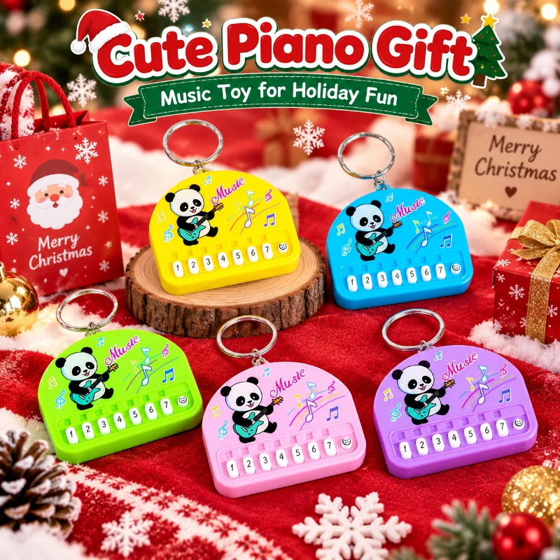 Cute Panda Mini Electronic Piano Keychain Portable Musical Toy Bag Pendant Gift For Christmas