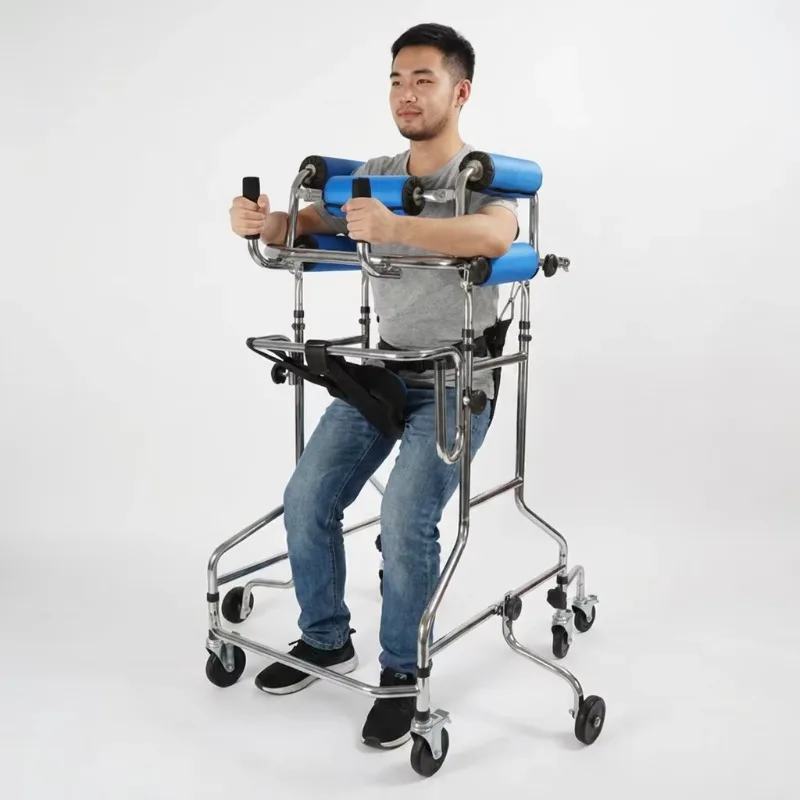 Professional stroke hemiplegia rehabilitation training walker - heavy duty foldable walker for the elderly
