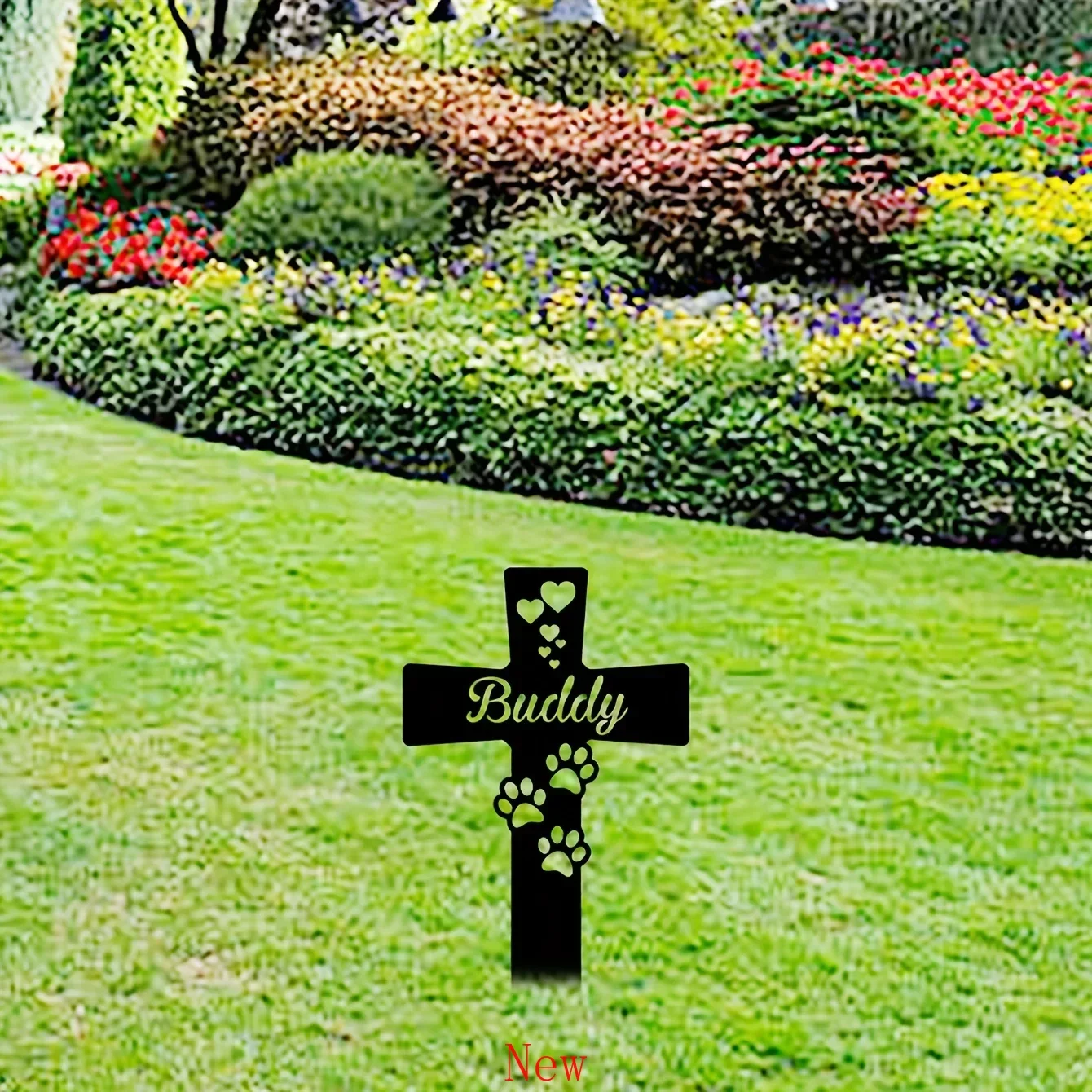 Promotion  Iron Silhouette Pet Memorial Stake Memorial Dog Cross Garden Decor Yard Buddy Memorial Stake Garden Decorative Stake