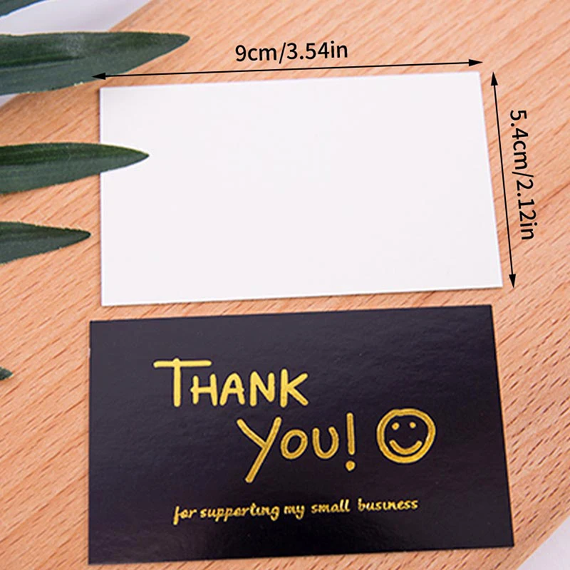 50pcs Black Thank You for Supporting My Small Business Card Thanks Greeting Card Appreciation Cardstock for Sellers Gift