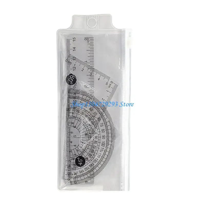 Y2GD 4 Pcs Ruler Protractor Set Geometry Tool 15cm Ruler Set Triangle Ruler for Classroom Homework Learning Accessories