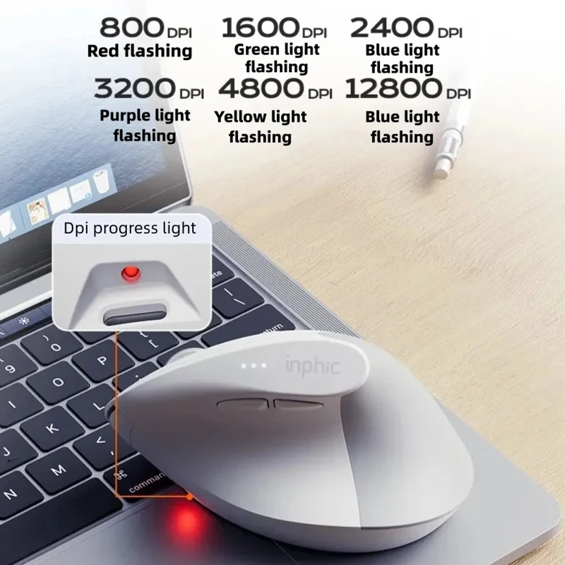 Inphic X9 PRO Vertical Wireless Mouse Type-C Fast Charging Ergonomic Silent Office Mouse For Laptop PC Computer Gaming Mouse view 3