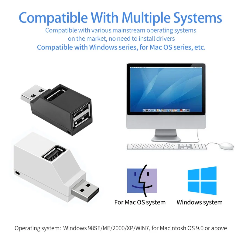 Mini USB C 3.0 Hub High-Speed Data Transfer Type C USB 3.0 Hub Splitter with 3 USB Ports for Macbook Pro PC Laptop Accessories