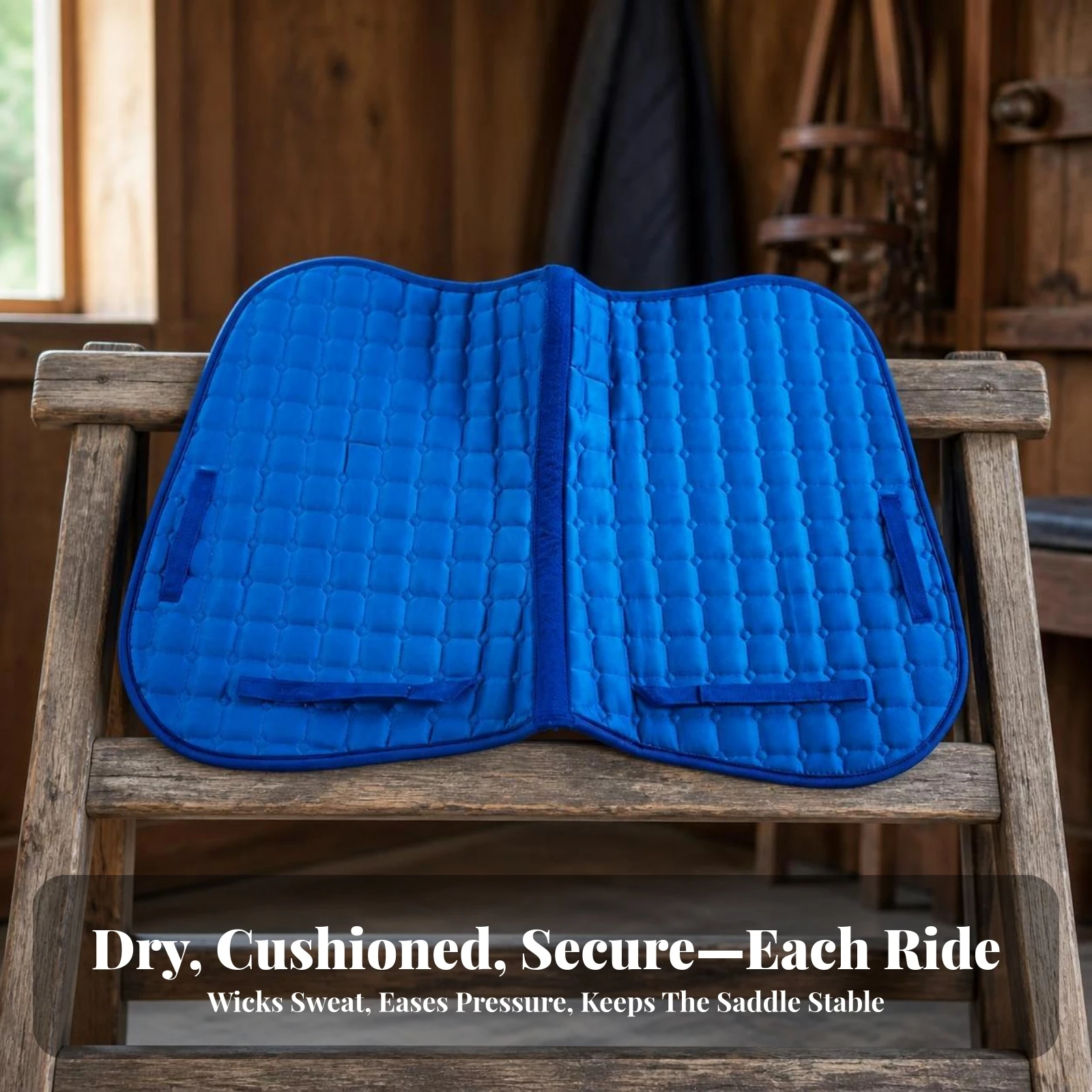 Quilted Saddle Pad Secure Fit Cotton Saddle Pad Tack Everyday Comfortable for Equestrians, Horse Riding, Equestrian Training