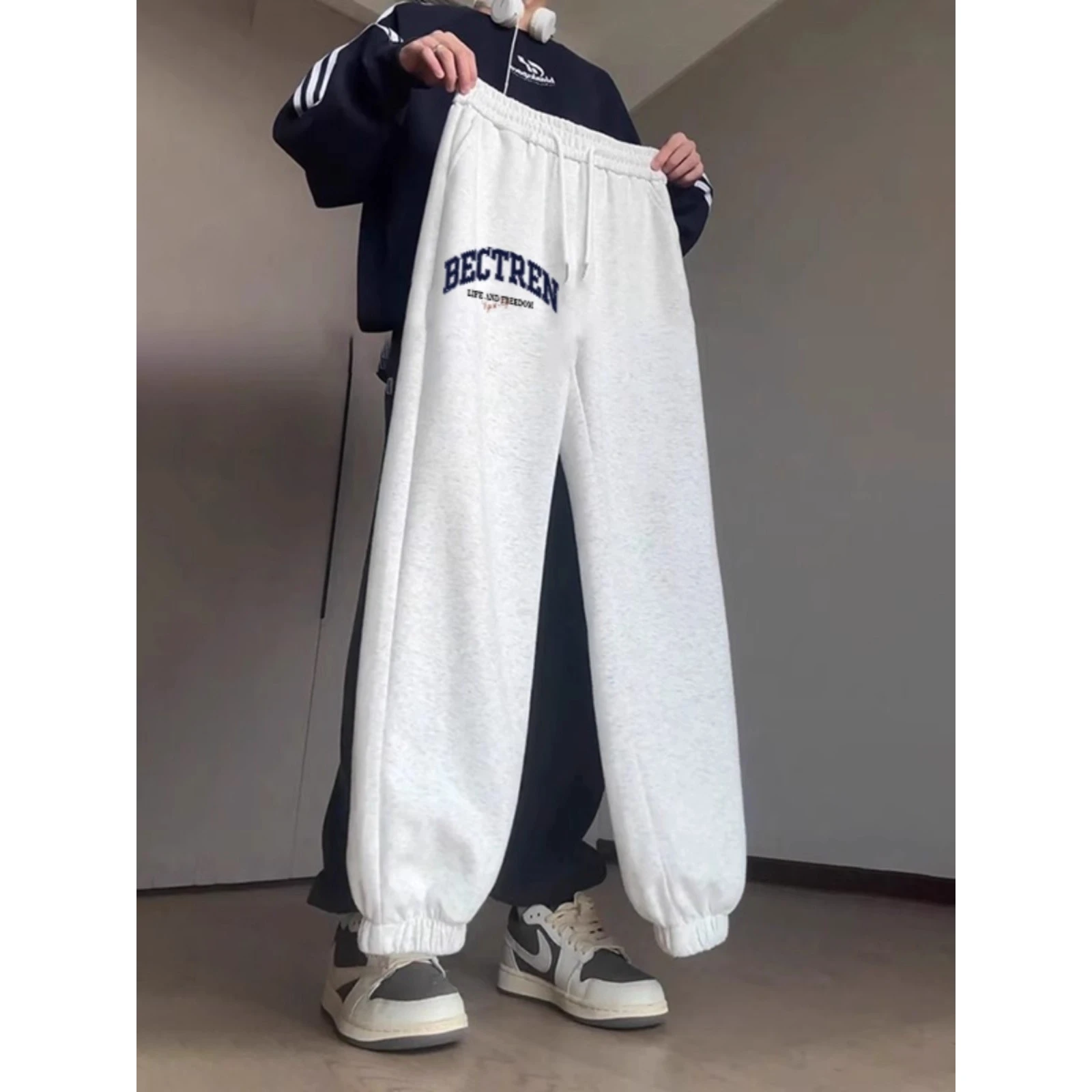 

Extra Large 300 Pou Men's Fce Lined Thiened Cuffed Sports Pants Autumn Winter Loose Casual Long Trousers for Teens
