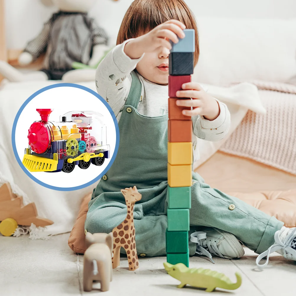 قطار كهربائي للأطفال مع موسيقى خفيفة وامض عرض متعدد الاتجاهات متحرك غير للتحكم عن بعد للأطفال #4