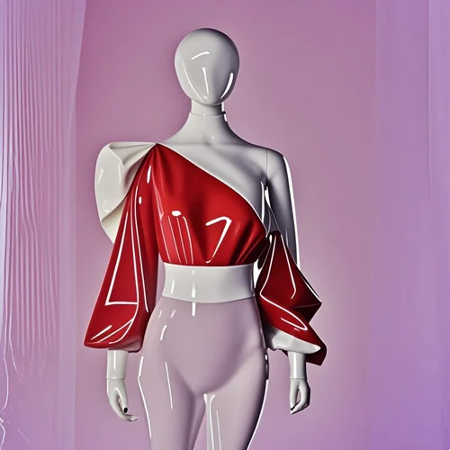 

Latex Rubber Gummi Catsuit Fashion club Sports Top Tight Cosplay Purely handmade puff sleeve red&white